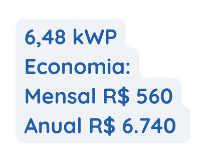 6 48 kWP Economia Mensal R 560 Anual R 6 740